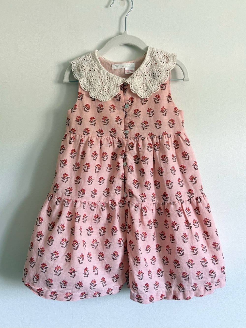 Zara Kids Floral Crochet Collar Dress